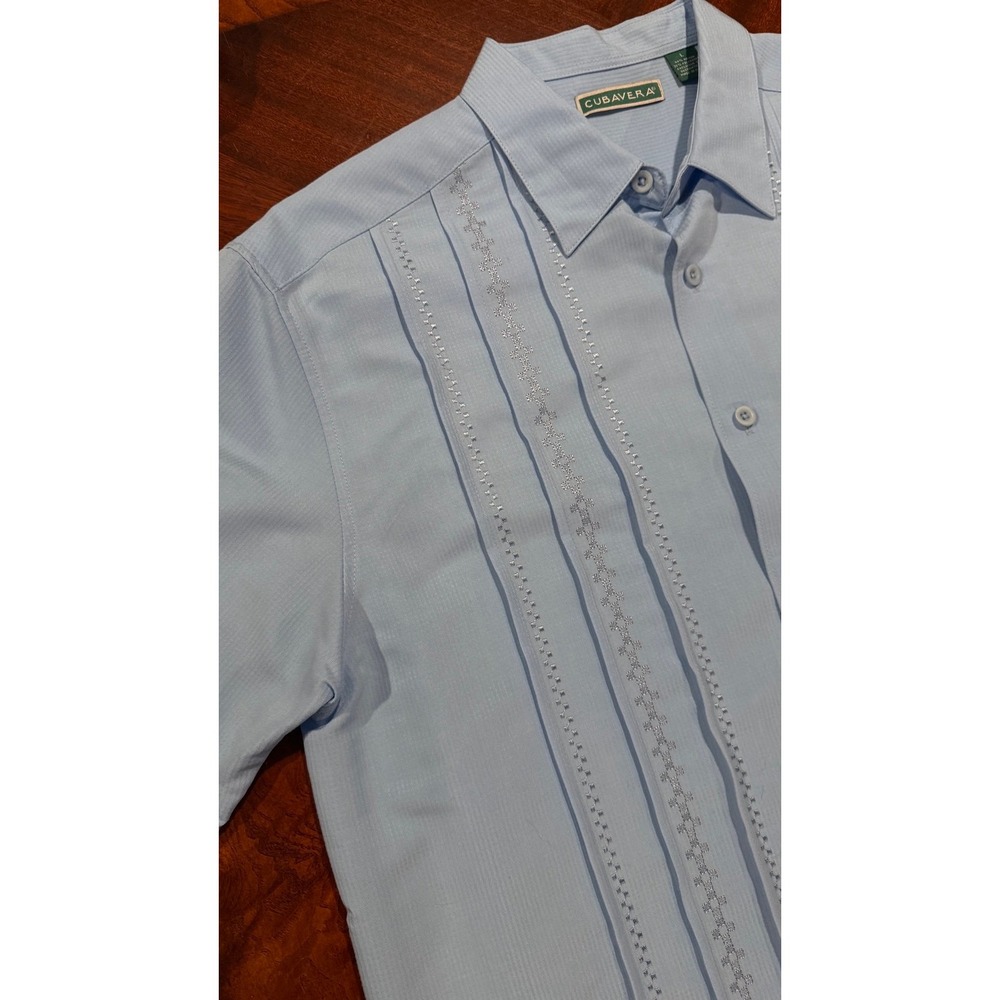 Cubavera Men's baby‎ blue Textured Stripe Button-Up Shirt size large